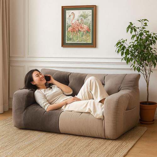 小户型布艺沙发家用卧室可躺可睡出租房双人榻榻米休息区懒人沙发