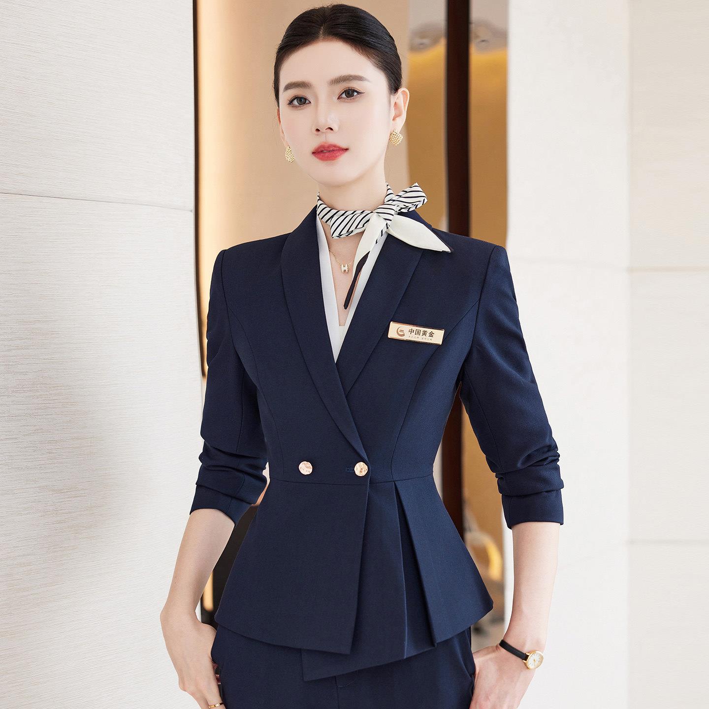 高端上班服女秋冬珠宝酒店工作服前台接待案场客服美容院工装套装