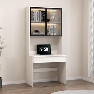 小型家用实木电脑桌办公桌单人儿童卧室轻奢书桌书柜一体定制60cm