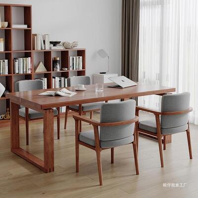 676全实木客桌厅大长条书桌家用子工作台白蜡木莫比恩古风复长学