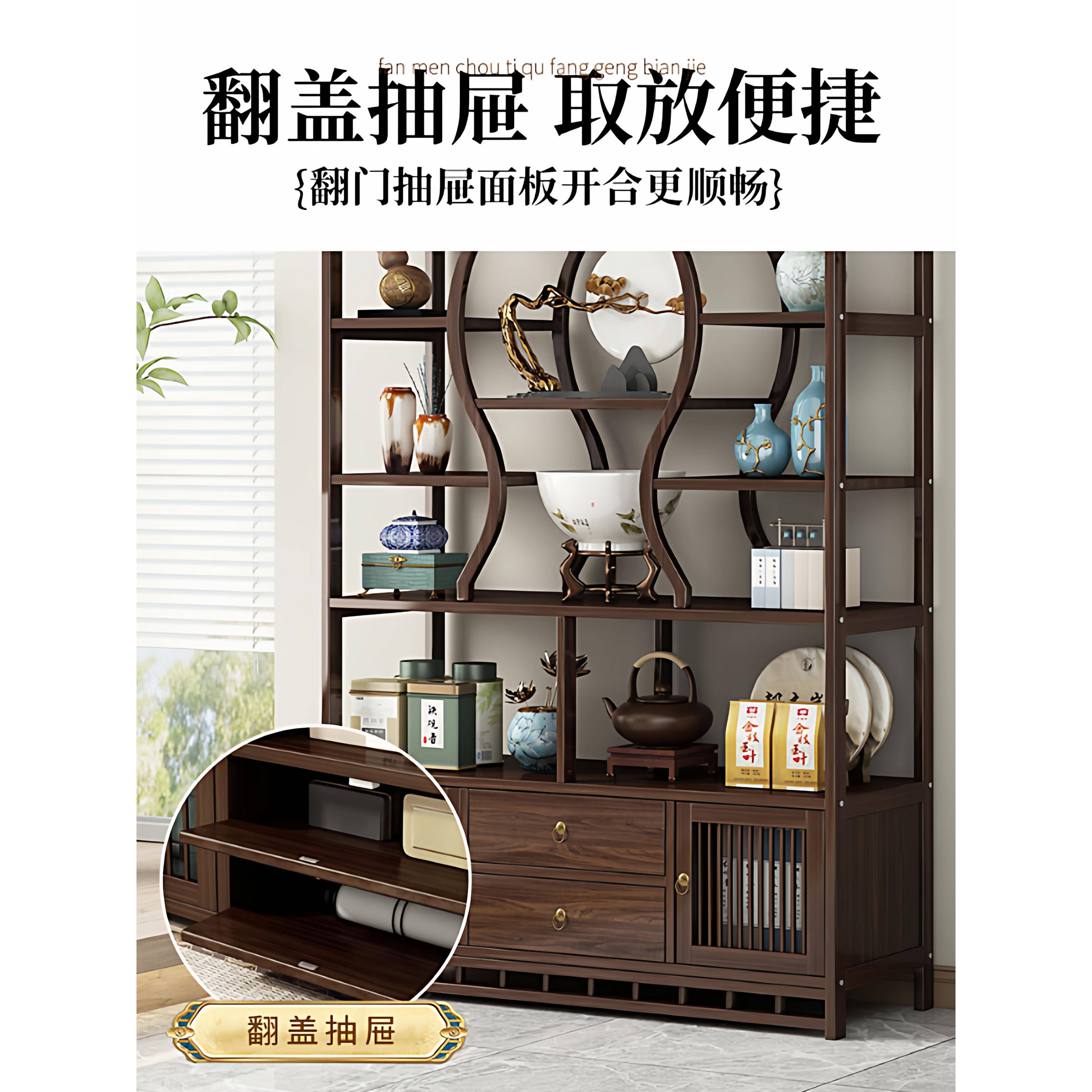 新叶中式博古架厅茶室客茶多宝格展示柜多层物架现代简约收JMYHXB