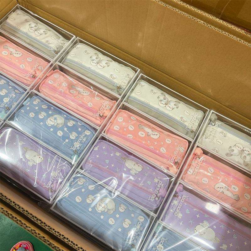 笔獭托托316三拉链方形笔袋学生桌面文袋海具纳收帆布笔袋