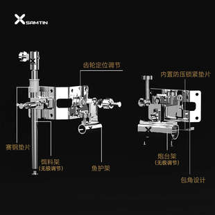雷臣配件911不锈钢钓箱三件套炮台鱼护架饵料盒盆架侧挂全套配件