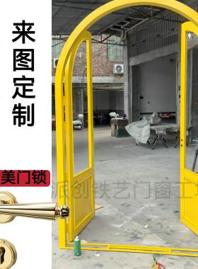 铁艺法式复古圆弧对开门玻璃门服装店咖啡店网红门商铺拱形双开门