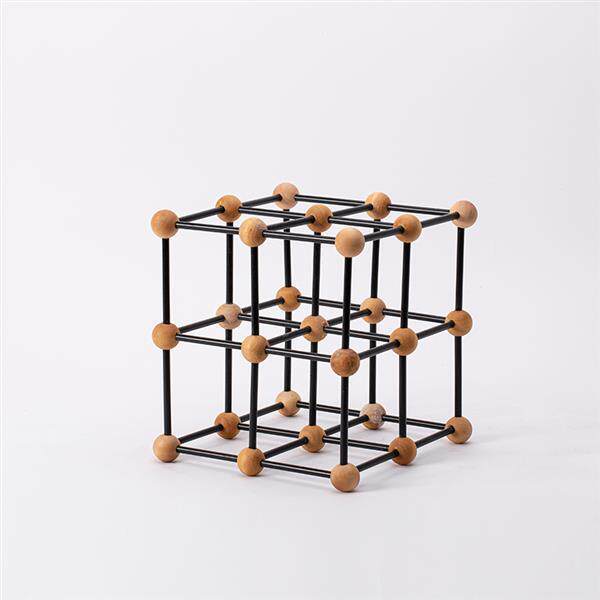 大千 现代抽象创意几何方形木球摆件 书房玄关装饰品 金属工艺品
