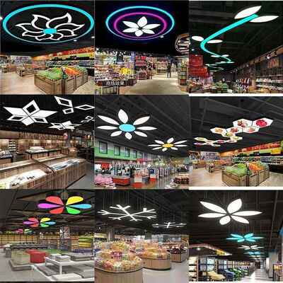 白壳LED条播灯办长公室灯美发吊店铺62718商用教室吸顶直间市日光