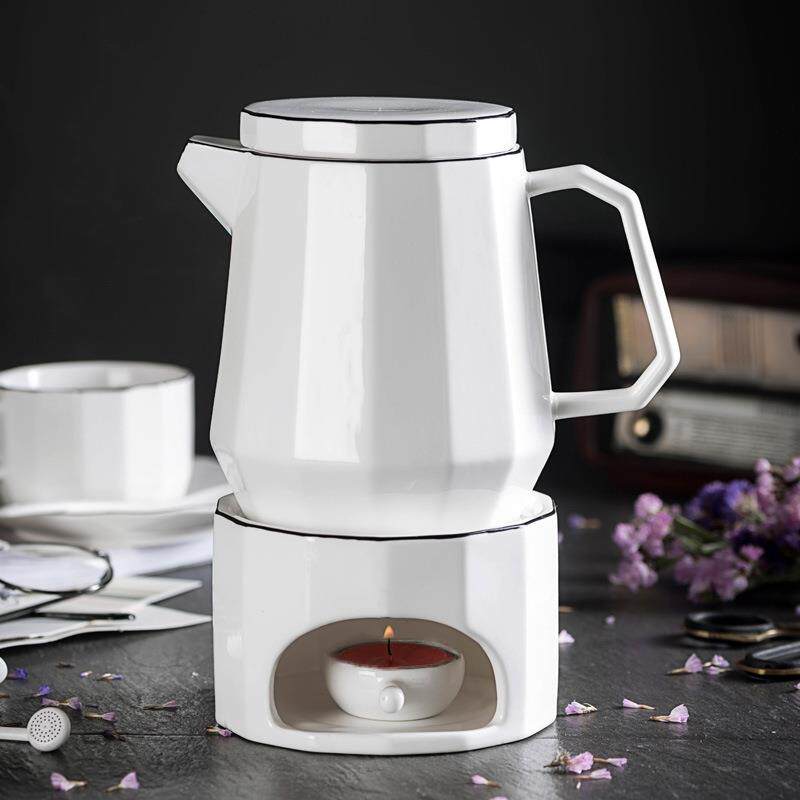 白瓷简约陶瓷茶壶茶具套装1000ml大壶 凉水壶带盖泡茶壶花茶壶