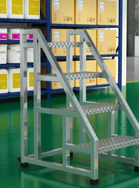 工业爬登高梯移货梯仓库LRX超市攀台阶踏板踏步梯台阶货梯脚动台