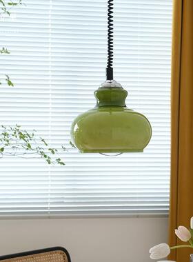 西早 中古北欧法式奶玻璃吊灯 后现代绿色橙色书房餐厅卧室灯