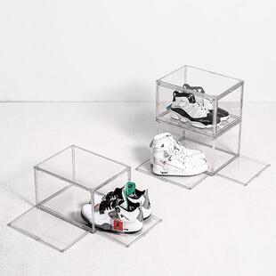 PET高透明双开鞋盒组装式收纳加厚防灰尘展示盒创意家用鞋墙柜