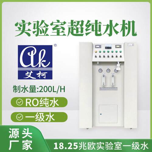艾柯超纯水器200L/H检验室用一级水超纯水仪实验室大流量设备