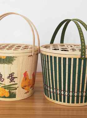 竹编挎包水果竹篮包装粽子鸡蛋特色芋头礼品篮杨梅枇杷樱桃采摘篮