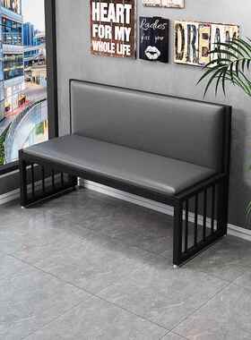 饭厅卡座酒吧烧烤奶茶店双人三人铁艺沙发软包长椅现代休闲 长条