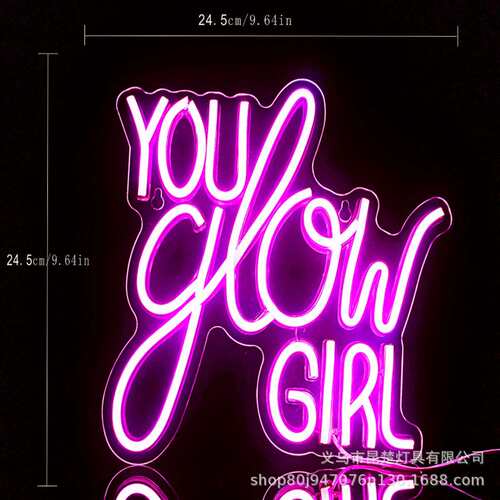 亚马逊热款you glow girl背板霓虹灯 亚克力背板装饰氛围灯