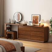 化妆台斗柜一体卧室现代简约实木框主卧化妆桌小户型2025新款 收纳