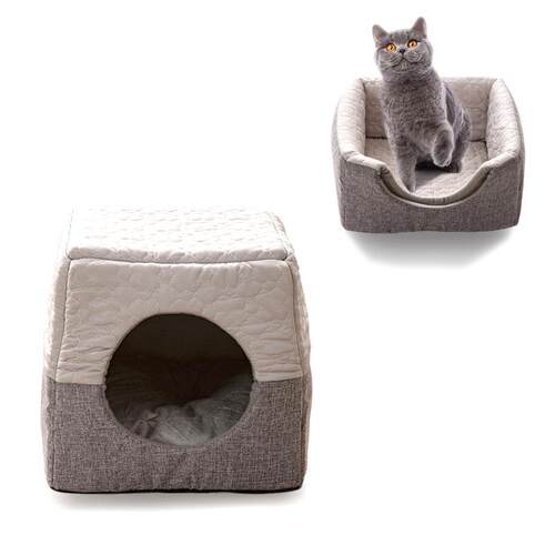 新品宠物猫床亚麻凉感两用猫房小型犬狗垫四季可用猫窝狗窝宠物窝