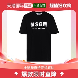 香港直邮Msgm女士T恤黑色棉质短袖休闲日常百搭柔软时尚宽松