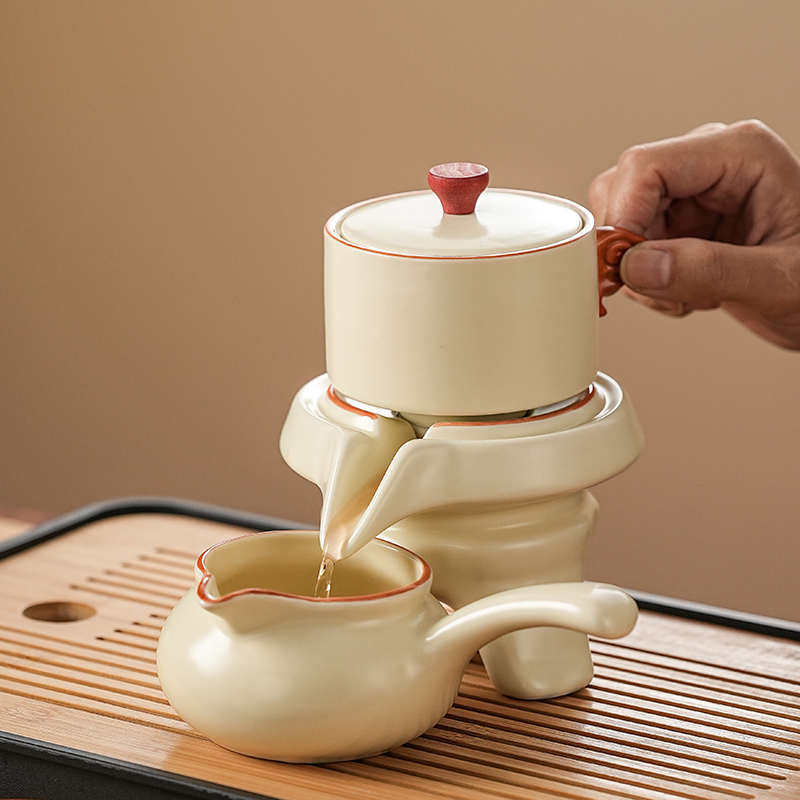 泡茶自动茶杯功夫汝窑家用套装新款泡茶懒人黄2025茶具壶陶瓷