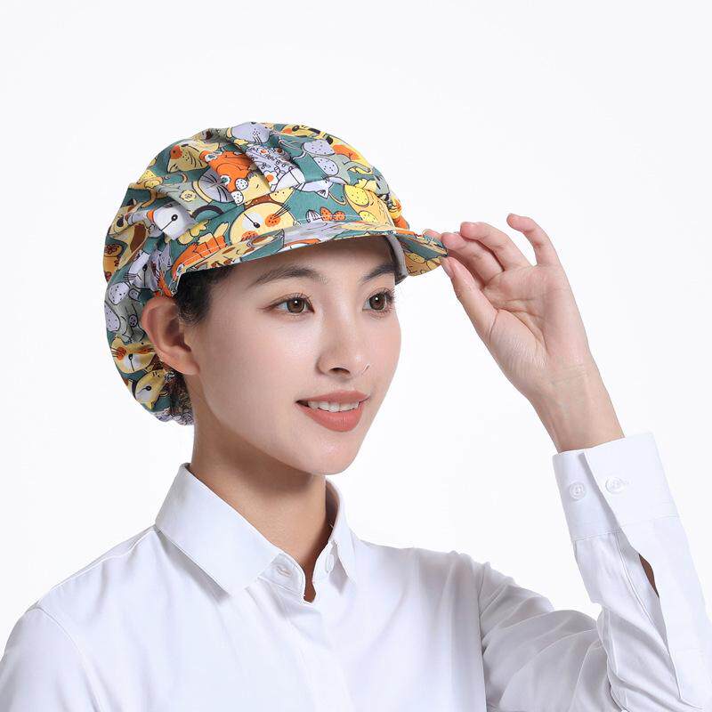 厨房帽子棉防尘工作女款透气包头帽头套防油烟护士厨师车间餐饮