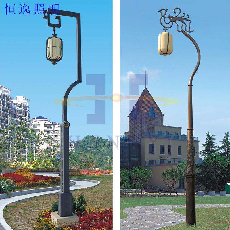 新中式仿古欧式庭院灯3.5米复古园林灯庭院灯头灯具套件