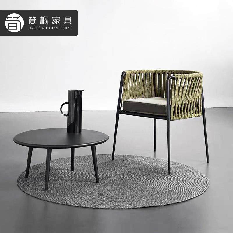 北欧户外藤编创意三件套花园庭院露天阳台一桌两椅小茶几组合家具