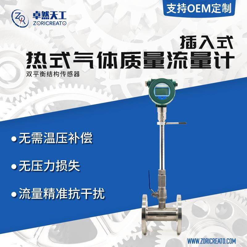 不锈钢插入式防爆热式气体质量流量计甲烷气空气管道仪表智能数显