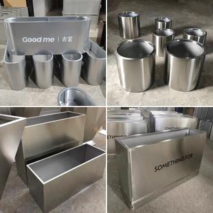 不锈钢花箱定制圆形组合花盆户外成品花坛商业街外摆花槽金属花钵