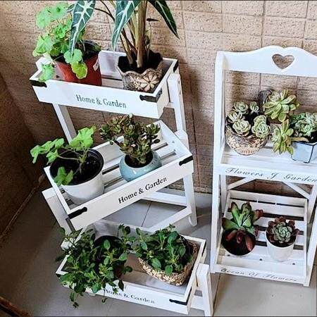 新款仿古实木折叠伸缩花架阳台客厅摆放多层多肉花架