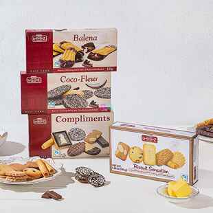 波兰原装进口零食Lambertz椰子巧克力薄脆什锦曲奇饼干盒装多口味