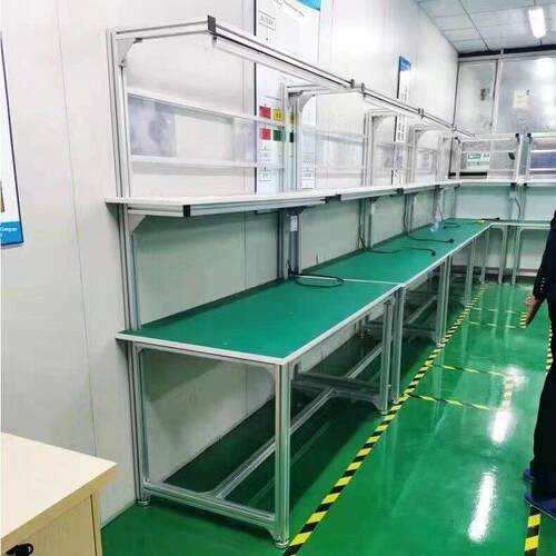 防静电铝型材工作台车间流水线装配操作台带灯铝合金维修台检验桌