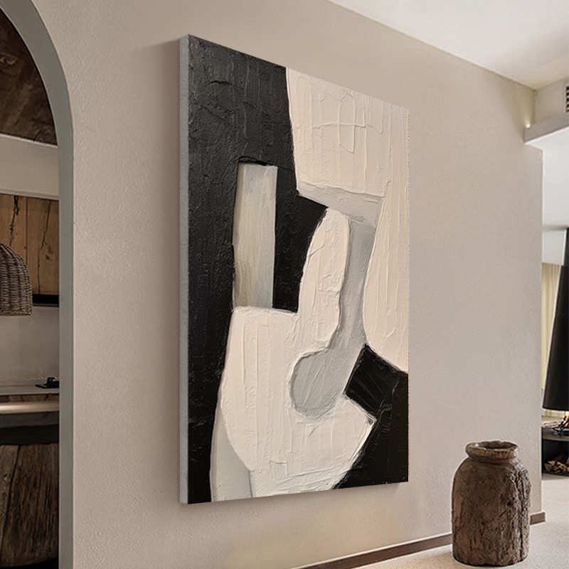 纯手绘油画简约肌理客厅装饰画现代抽象玄关手绘画餐厅立体挂画图片