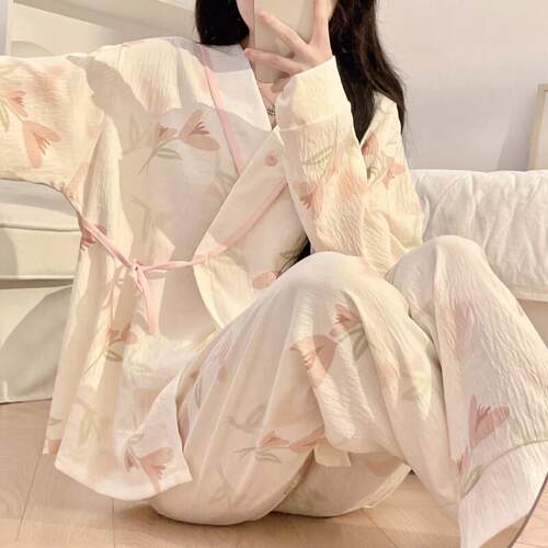 孕妇睡衣女夏天怀孕期大尺码可调节薄款待产妇和服月子服产后春秋