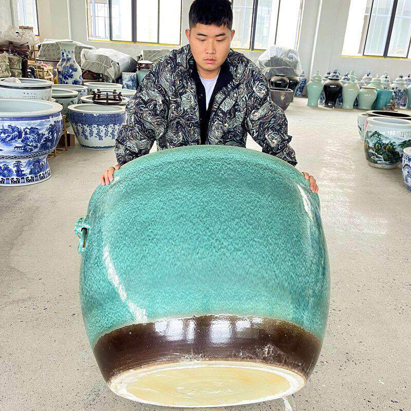 景德镇陶瓷庭院门海纯色大缸户外种树荷花睡莲招财水缸特大号鱼缸