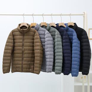秋冬轻薄羽绒服男款立领休闲压缩轻便90绒薄款基础男装爸爸外套