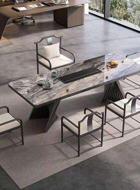 奢石岩板茶桌椅组大合阳台烧水rh2898壶一办体茶公室板茶台石板小