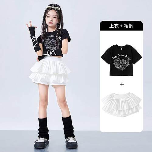 高档装童爵士舞服女孩时ja女zz潮酷髦模特走秀街舞潮服少儿童演出