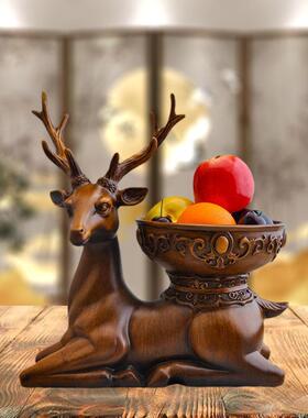 创意圣诞麋鹿果盘酒柜客厅家居装饰品摆件工艺礼品托盘收纳盒摆设