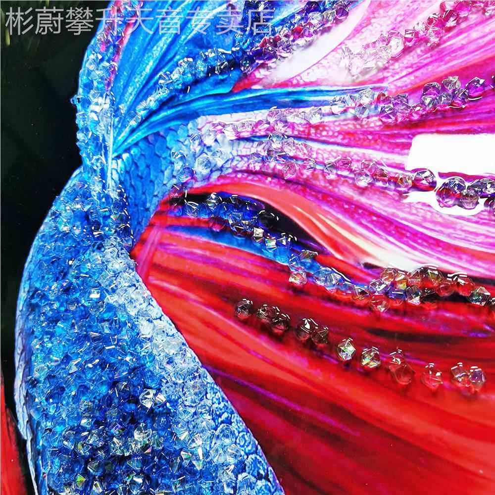 网红客厅壁装饰沙画发背景画墙镶钻奢三联挂餐厅锦鲤斗档轻高晶瓷图片