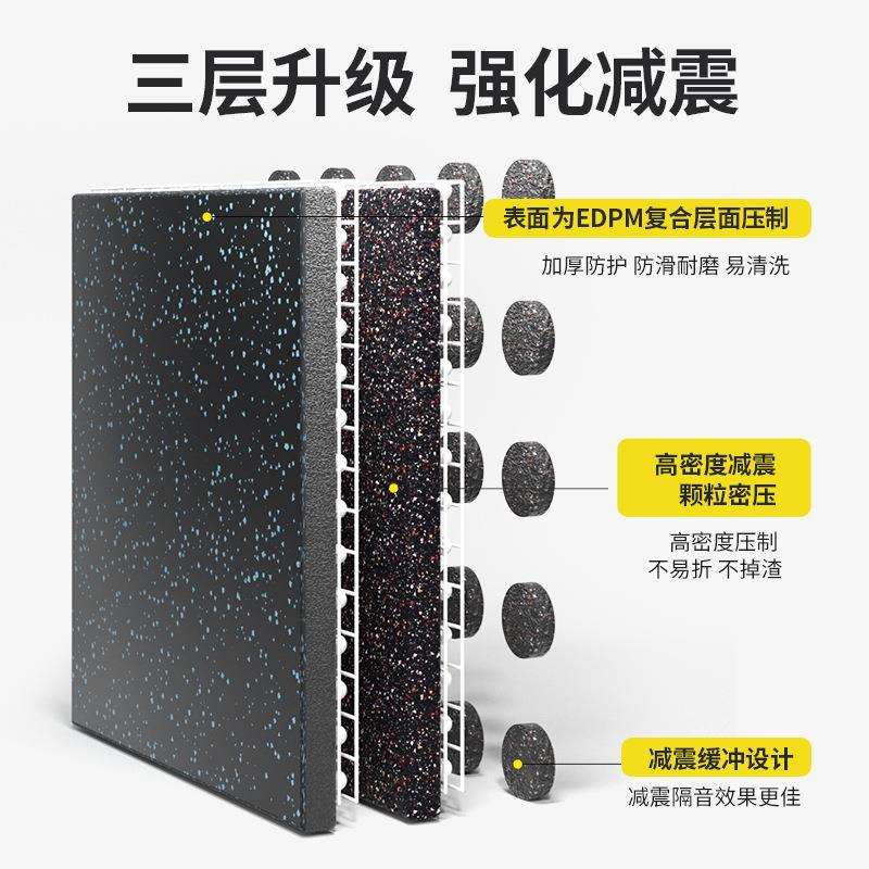 健身房地垫哑铃拼接橡胶垫家用减震隔音力量区缓冲地板垫防滑地胶