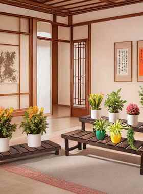 木花架长条地加宽凳家用落式一层露天阳台防腐74950木梯耐式实置