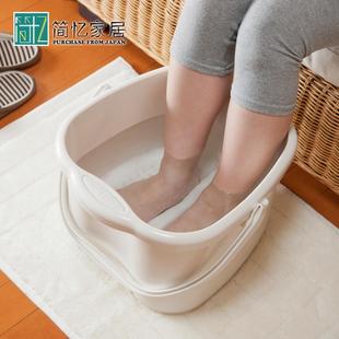 日本進口INOMATA足浴盆按摩足浴桶加高泡腳桶帶提手洗腳盆足療桶