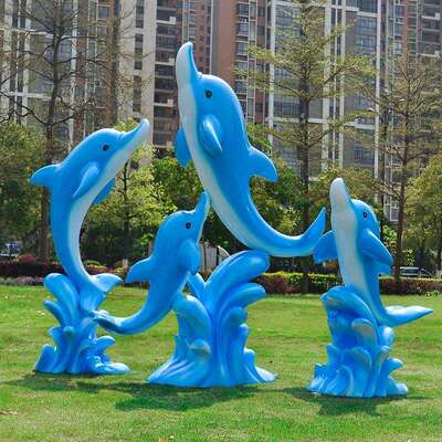 仿真海豚玻璃钢雕塑户外公园小区海洋馆海洋动物水景美陈装饰摆件
