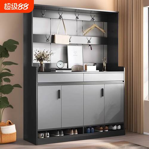 鞋柜家用门口室内玄关柜入户储物柜大容量置物柜带挂衣架一体鞋架