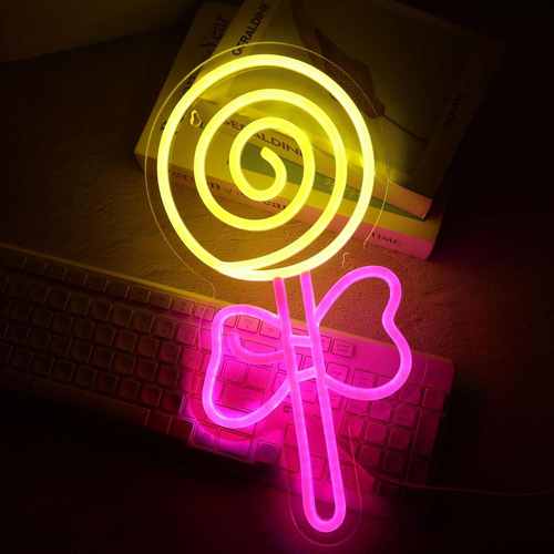 造型牌可爱氛围霓虹灯发光灯led卡通棒棒糖