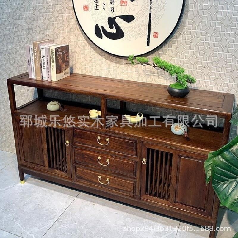 新中式老榆木柜子隔断入户玄关台储物柜餐厅边柜实木餐边柜电视柜