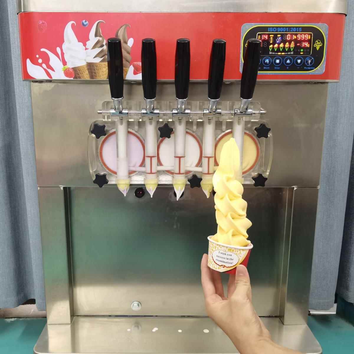 毅口JGM五味全自动冰淇淋机台式立式软淇淋机2明1升冰冰激凌机带