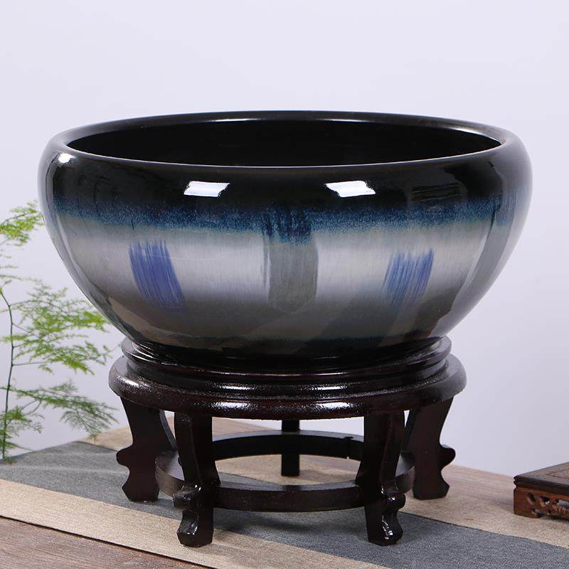 高档景德陶镇瓷小缸碗莲睡莲盆大号养鱼盆乌龟荷花鱼缸金鱼盆客厅