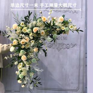 婚庆三角花排结婚拱门花舞台背景迎宾区布置排花仿真绢花花艺 新款