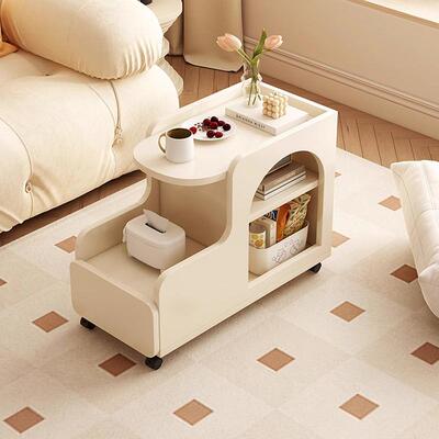 奶油风巴士小边几移动小推车茶几小户型客厅简约现代创意沙发边柜