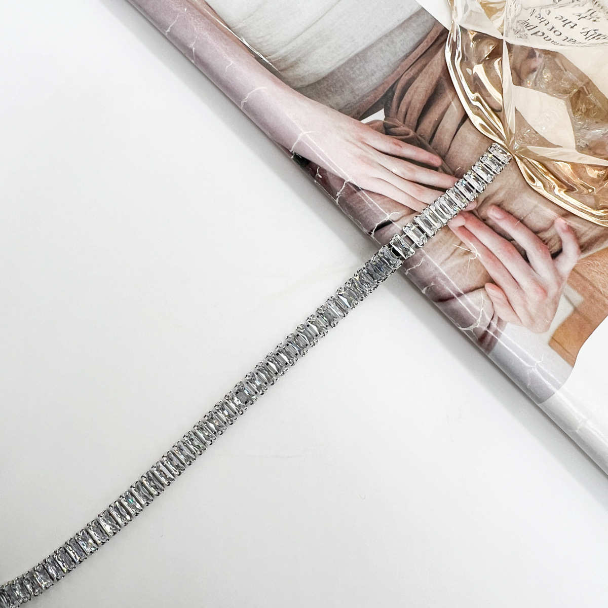 新款时尚6mm长方水钻链条花边diy衣服婚纱装饰品服装辅料花边批发